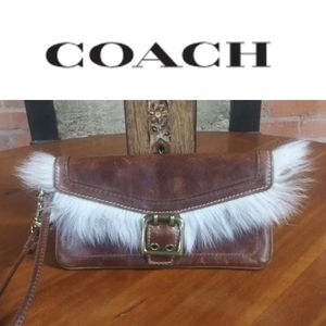 Coach | RARE Sherling Galaxy Chestnut Brown Leather Wrislet